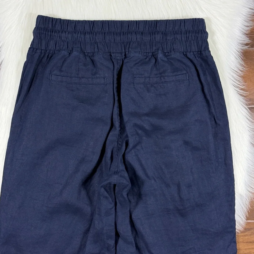 Quince Women's Size Small Navy Blue 100% European Linen Wide Leg Pants